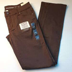 NWT Sonoma Jeans Size 2 Low Rise Slim Straight Leg Brown Color